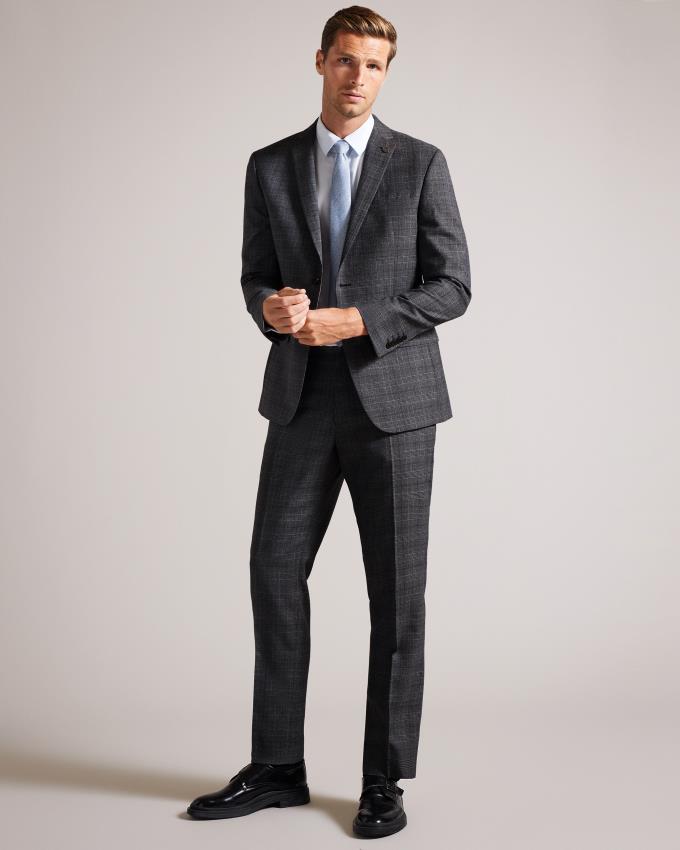 Veste Ted Baker Slim Fit Wool Check Suit Grise Homme | PPT-31856794